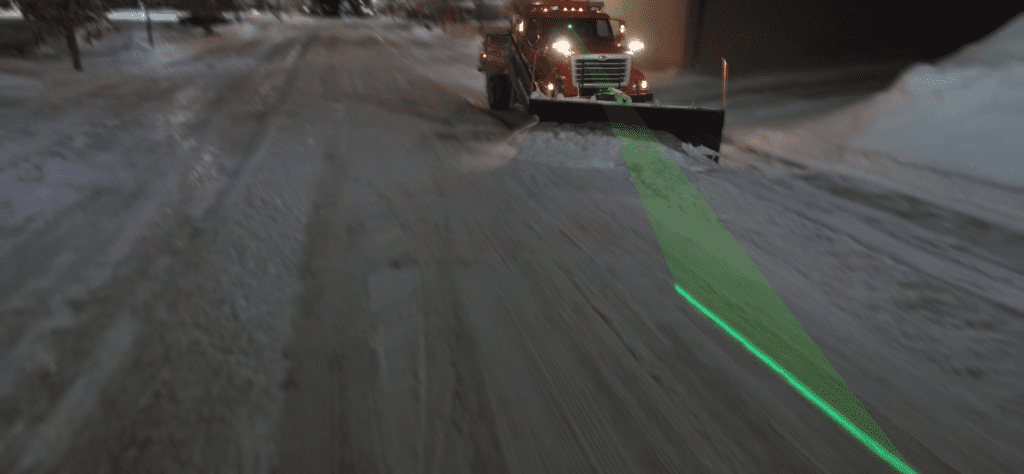 Wingline Green eye safe laser on a plow truck
