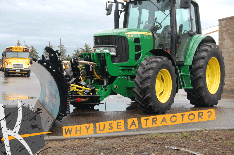 Tractor pusher plow snow