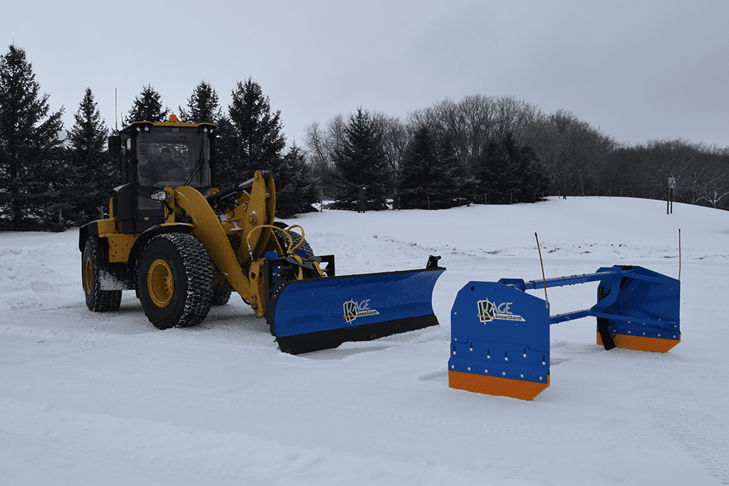 containment plow and blade system for Caterpillar wheel loader