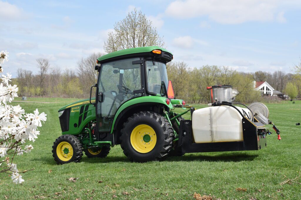 High Capacity Weed Sprayer on John Deere Tractor