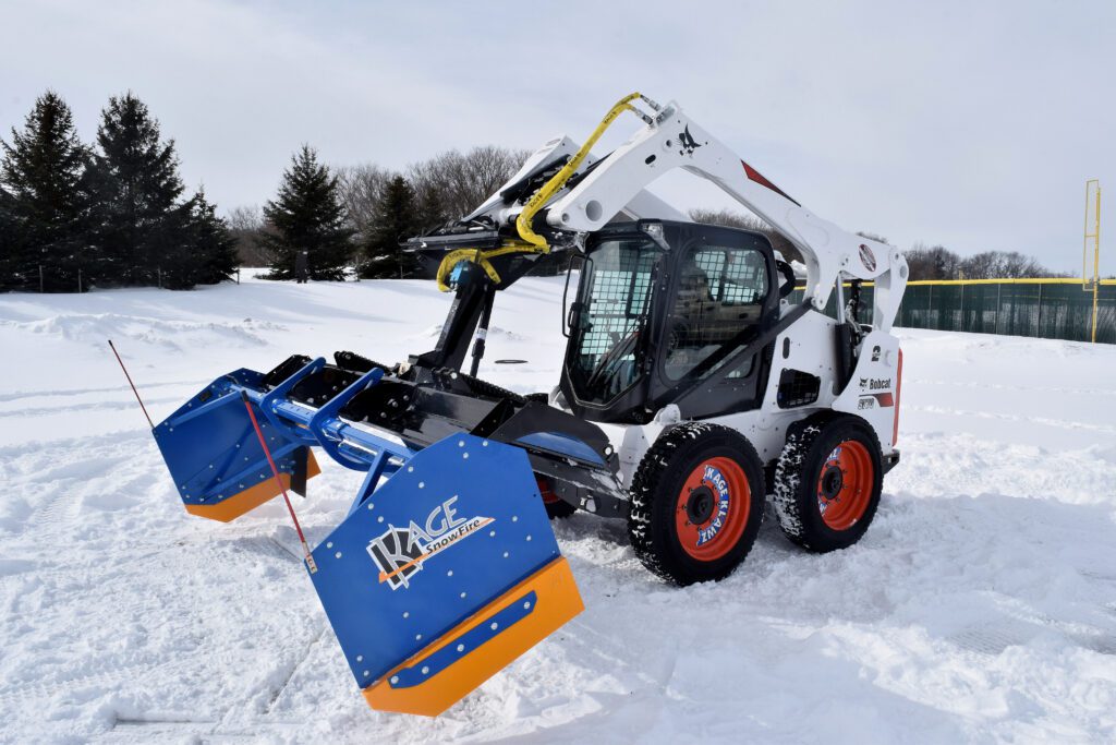 SnowFire Snow Plow and Box on Bobcat