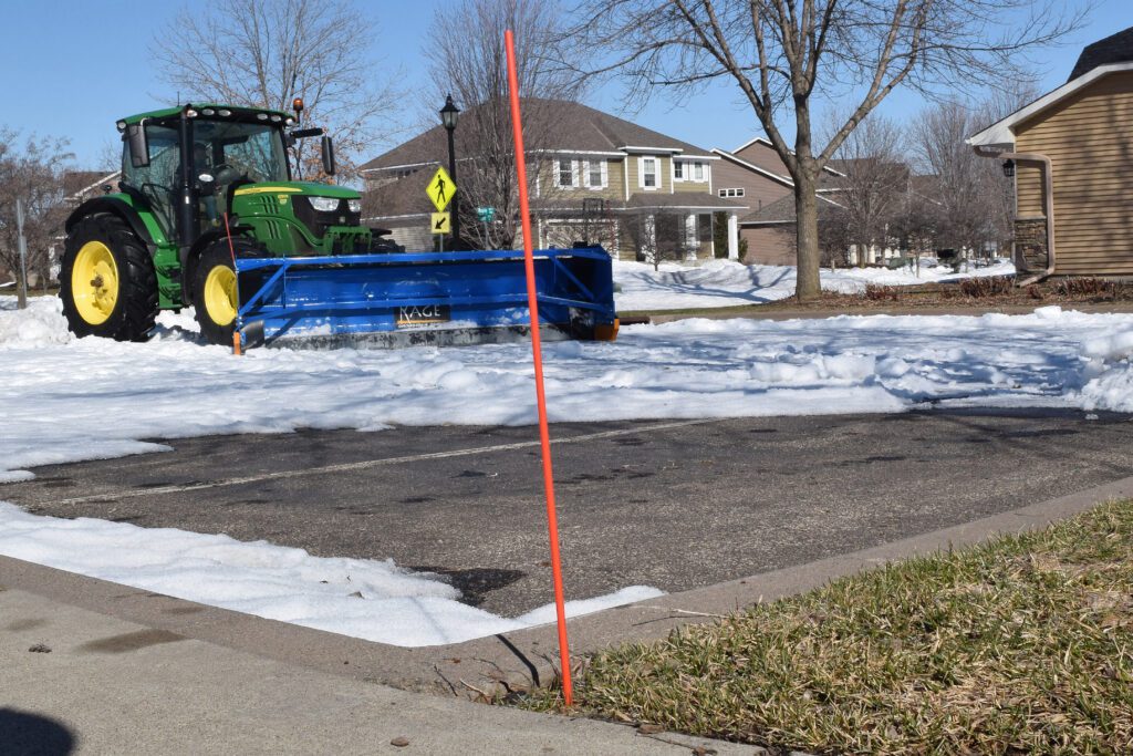 flexible orange snow stake driveway markers