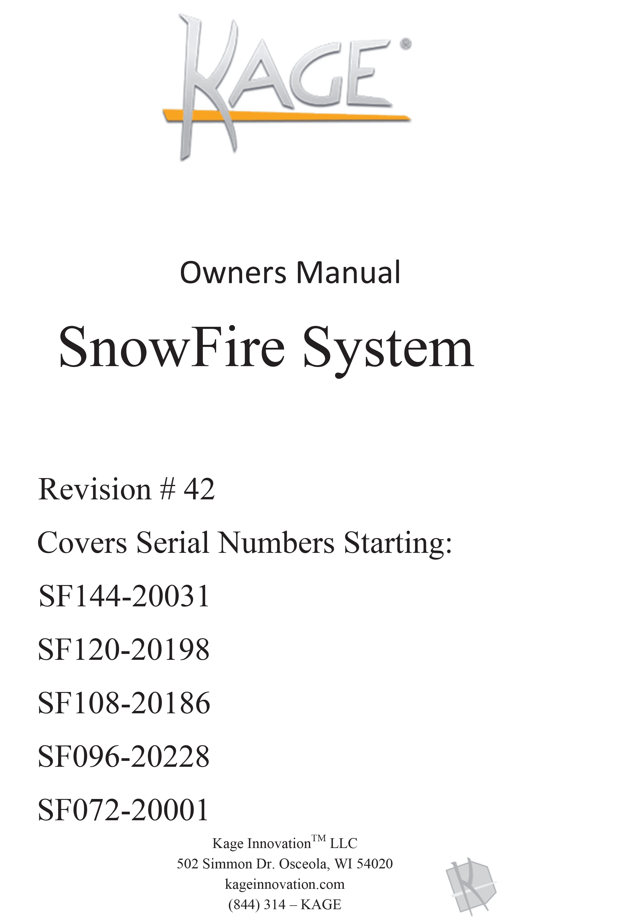 SnowFire Snow Plow & Pusher Owners Manual Rev 42