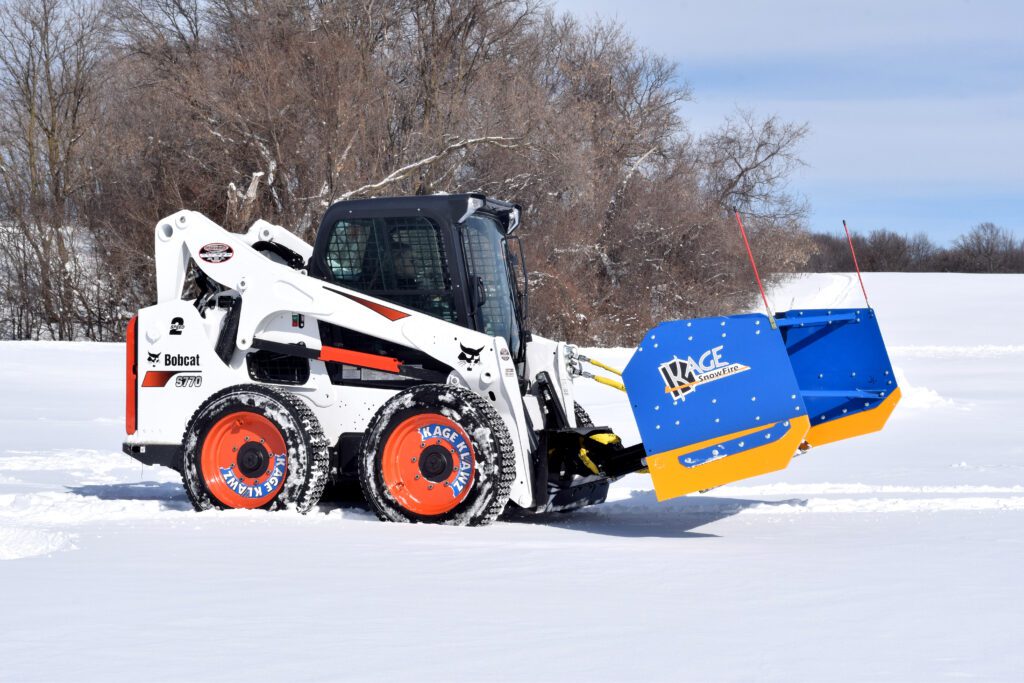 255LG KAGE Klawz skid steer snow tires on Bobcat S770