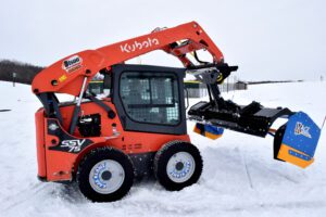 245 KAGE Klawz Skid Steer Snow Tires on Kubota SSV75