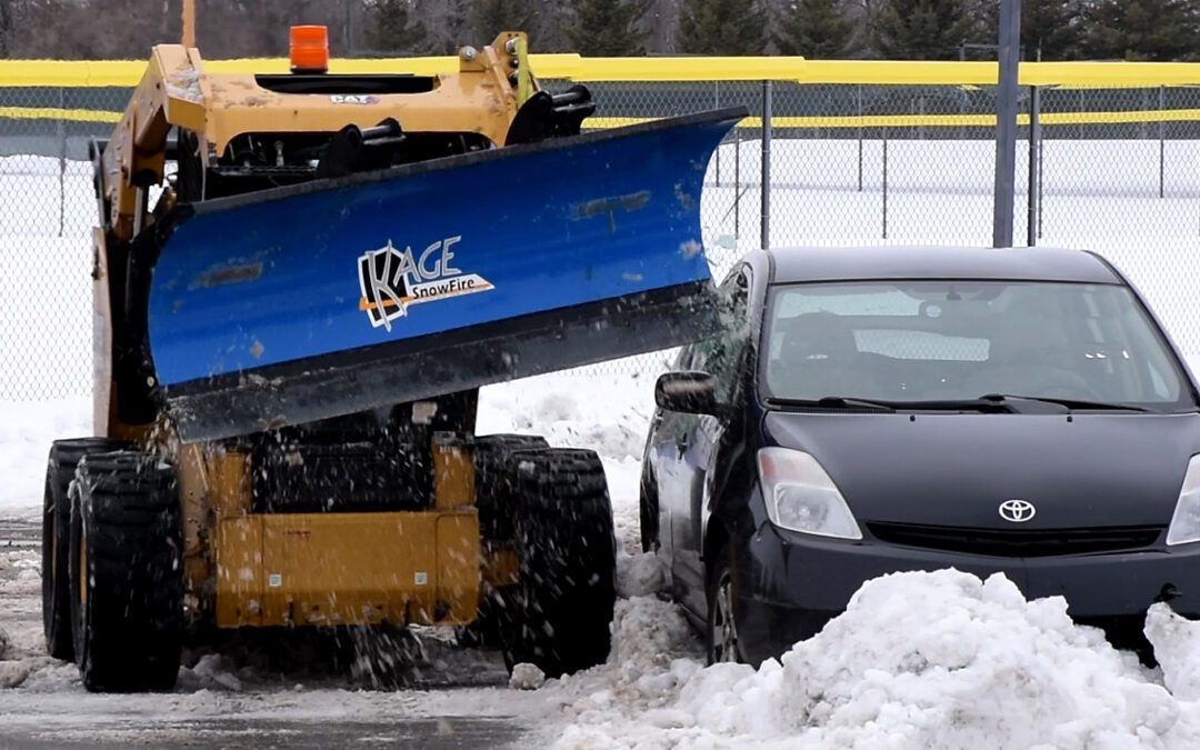 Snow Plow Damage from snow blade vs car