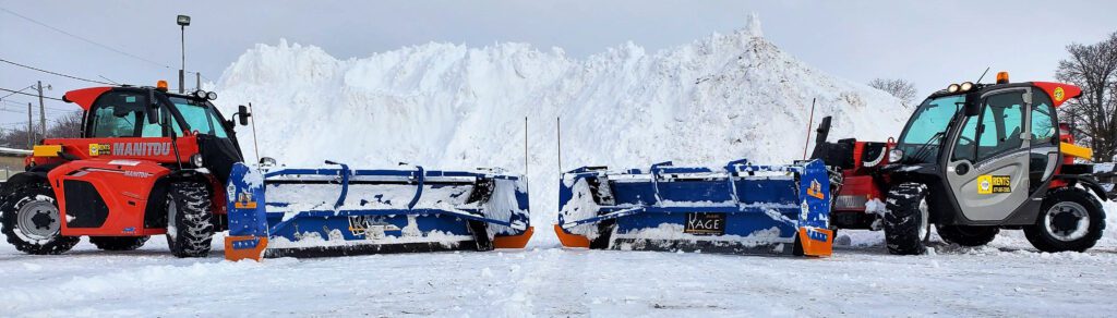 KAGE telehandler snow plow and pusher system