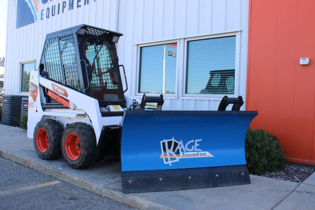 SnowFire Angle Plow on Bobcat S70 Mini Skid Steer