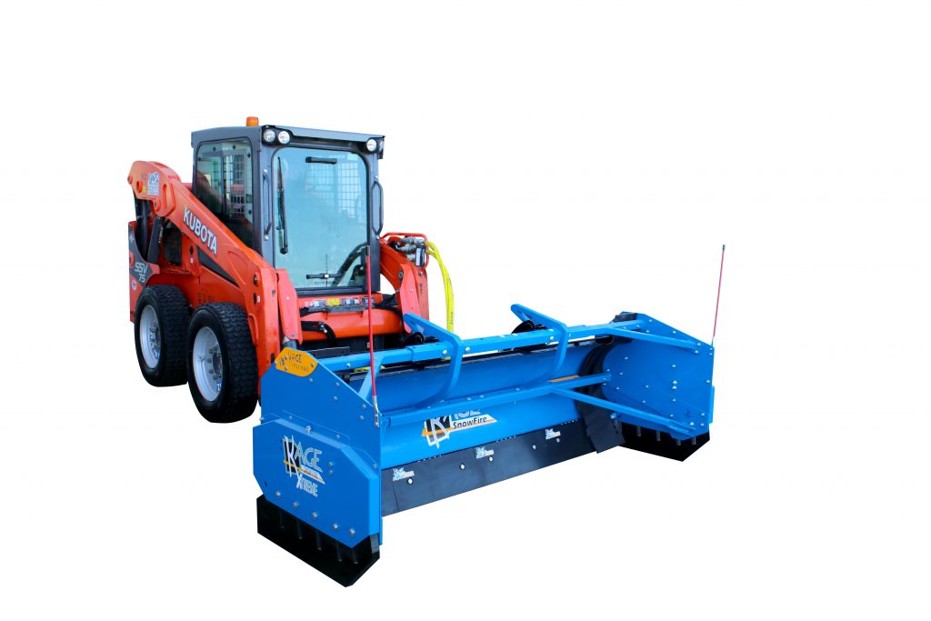 SnowFire Xtreme Snow Pusher on Kubota Skid Steer