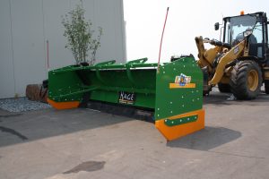 Custom Green SnowFire Pusher on Cat Loader