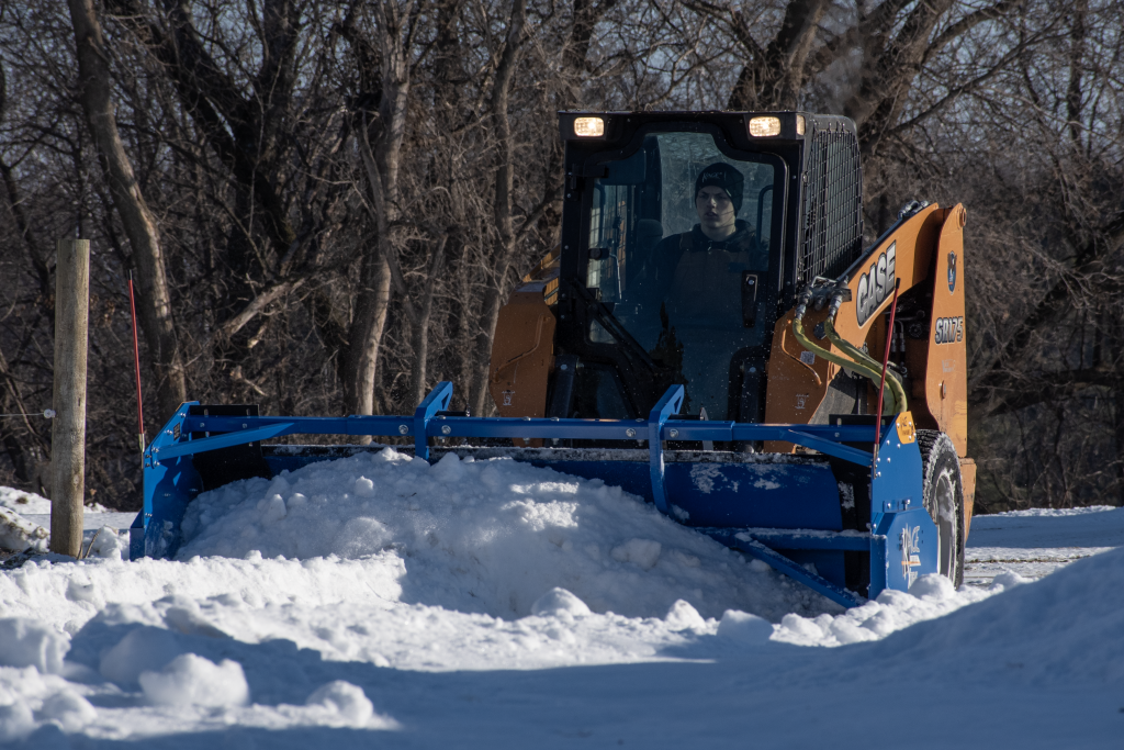 SnowFire Xtreme Skid Steer Snow Pusher on Case